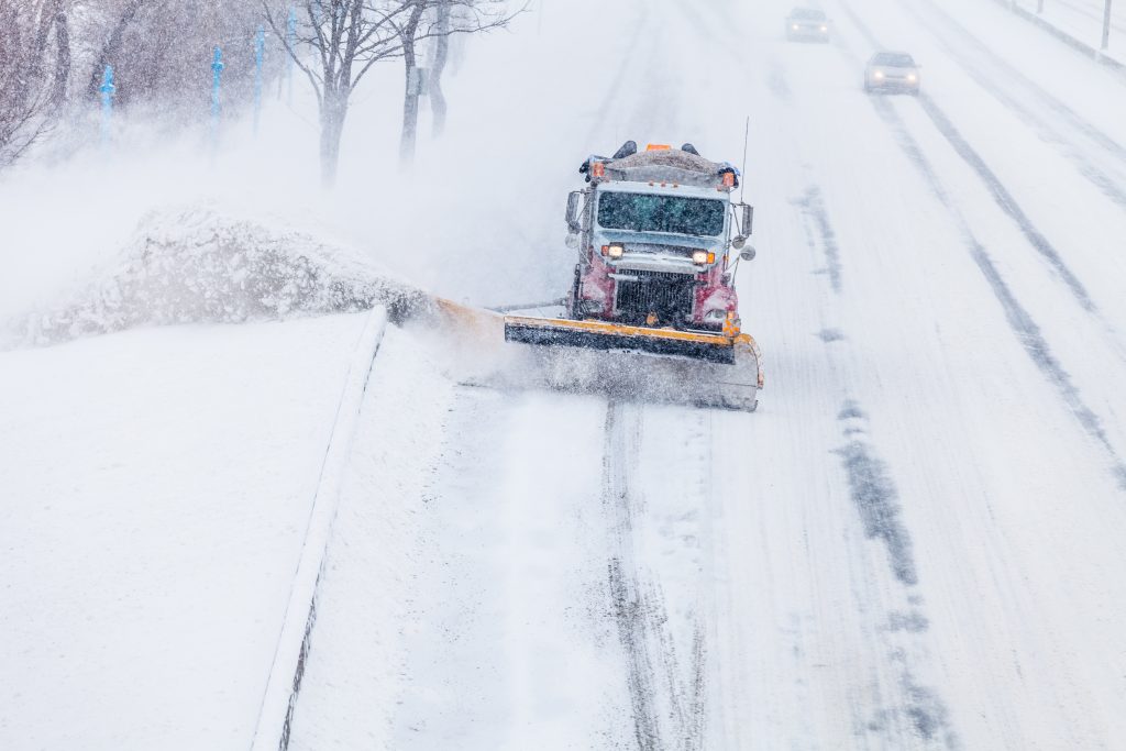 snowplow removing the snow from the highway during PMSN6F8
